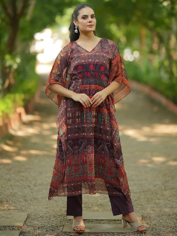 Multicoloured Printed Chiffon 3 Piece Co-Ords