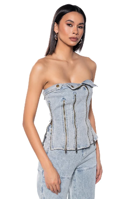 RYAN STRAPLESS DENIM TOP