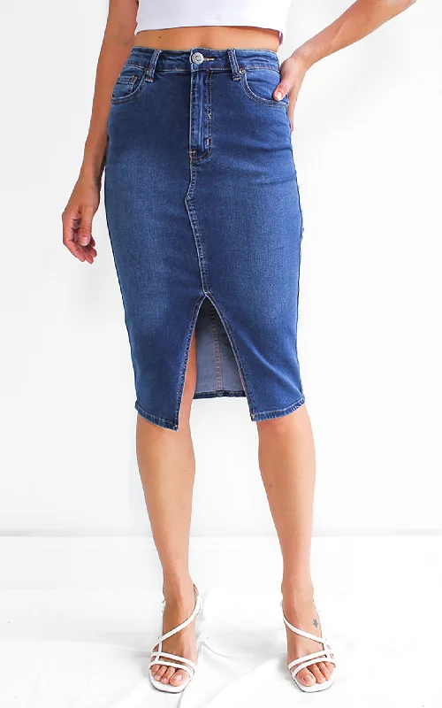 Christina Denim Skirt- Dark Blue