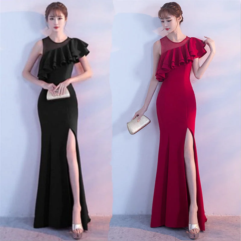 women's unique dressesIKEARLAX  2018 Fashion New Sexy Wedding Evening Dress Women's Slim Fishtail Slimming Long Spring and Summer Dress