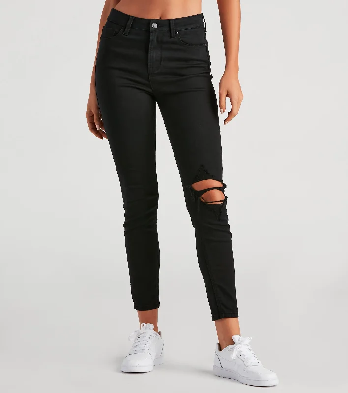 women's denim jeans for apple-shaped bodiesTaylor High-Rise Distressed Skinny Ankle Jeans by Windsor Denim