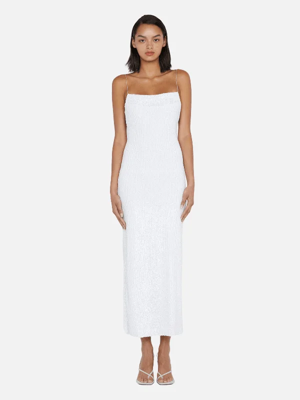 Beaded DressAaliyah Sequin Maxi Dress - White