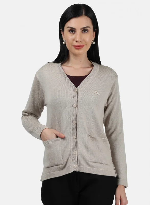 Hooded SweatersWomen Light Brown Solid Cardigan