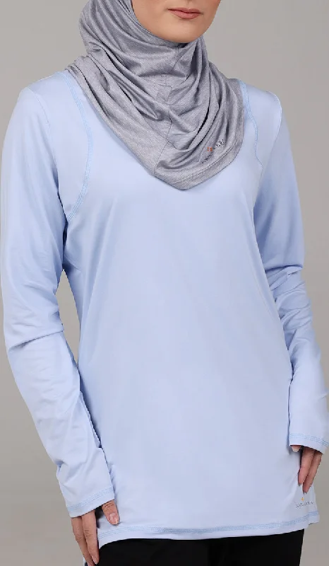 women's tops for relaxed weekendsPeachy Soft Long Sleeve Modest T Shirt - Sky