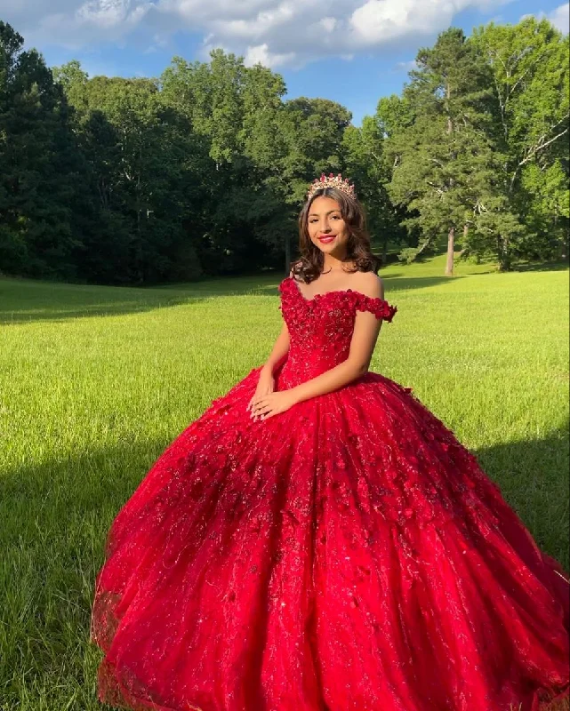 women's maxi dressesLuxurious Red Quinceanera Dress,Red Ball Gown,Red Sweet 16 Dress Y2338