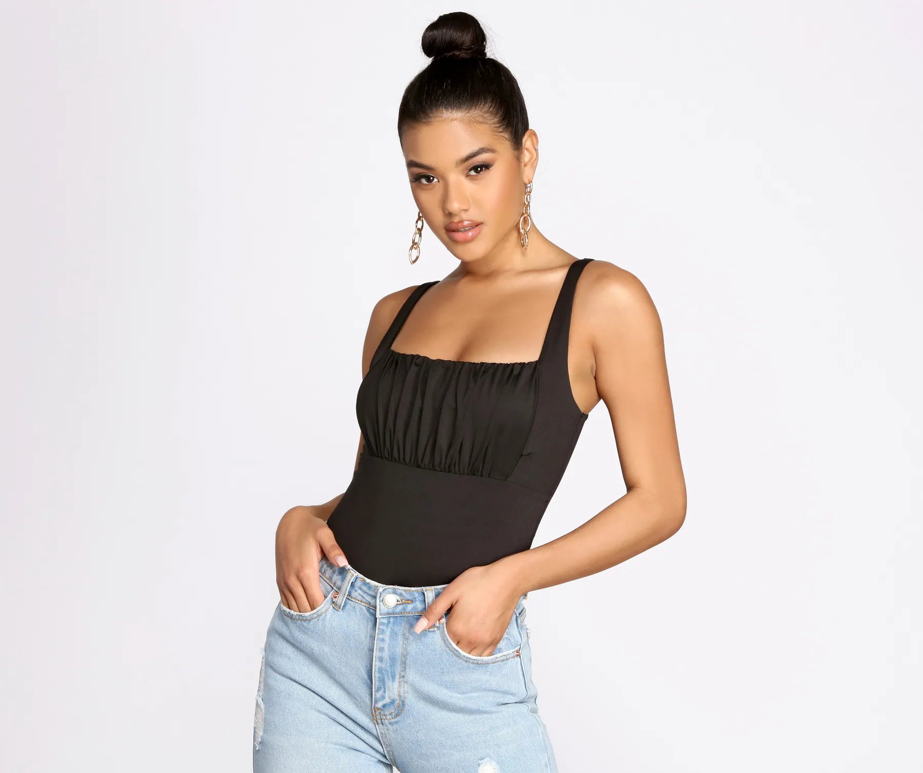 women's tops for those who want to stay updated with the latest fashion trendsRuched Detail Knit Bodysuit