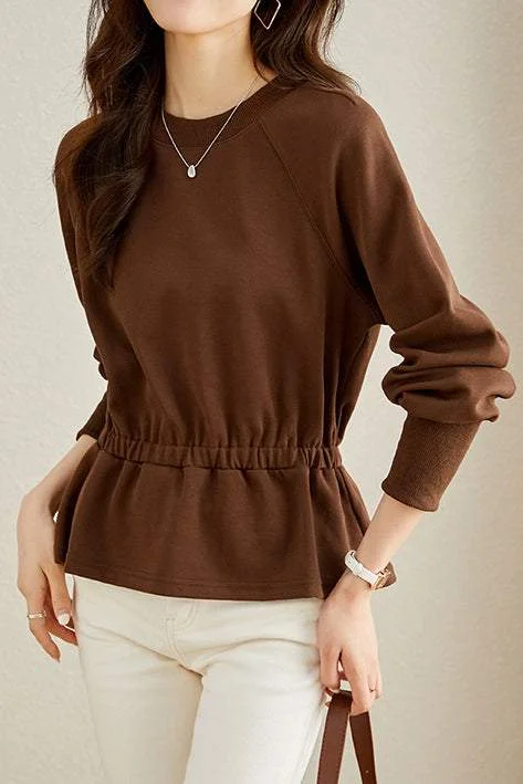 spaghetti strap women's topsElegant Waist-Cinched Sweatshirt