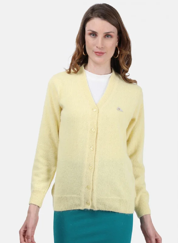 Trendy Vintage Flannel SweatersWomen Yellow Solid Cardigan