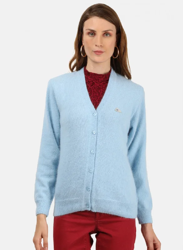 Wholesale Affordable Women's SweatersWomen Sky Blue Solid Cardigan