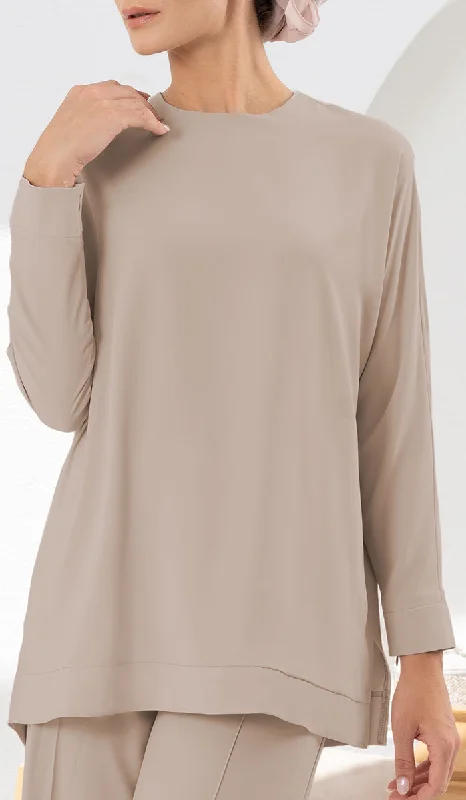 women's tops for cozy nights inMarvi Loose Dolman Sleeve Shirt - Latte