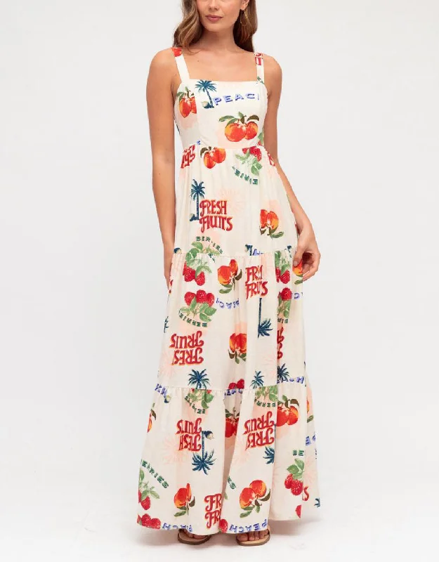 women's midi dressesPeach Print Maxi Dress - Multi