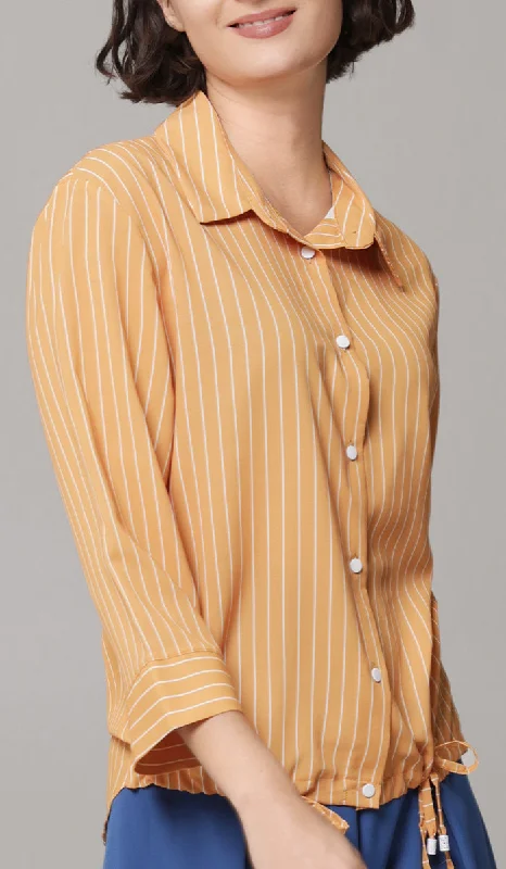 women's tops for those who love to dress up their casual looks with stylish topsParvin Pinstripe Button-down Shirt - Saffron - Final Sale