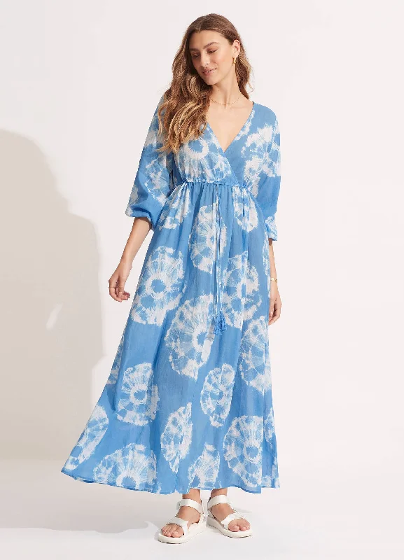 women's formal dressesTie Dye Maxi Dress - Azure