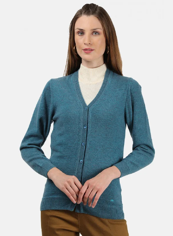 Colorful SweatersWomen Blue Solid Cardigan