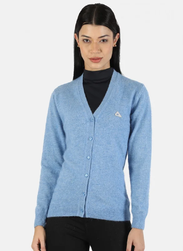 Casual SweatersWomen Blue Solid Cardigan