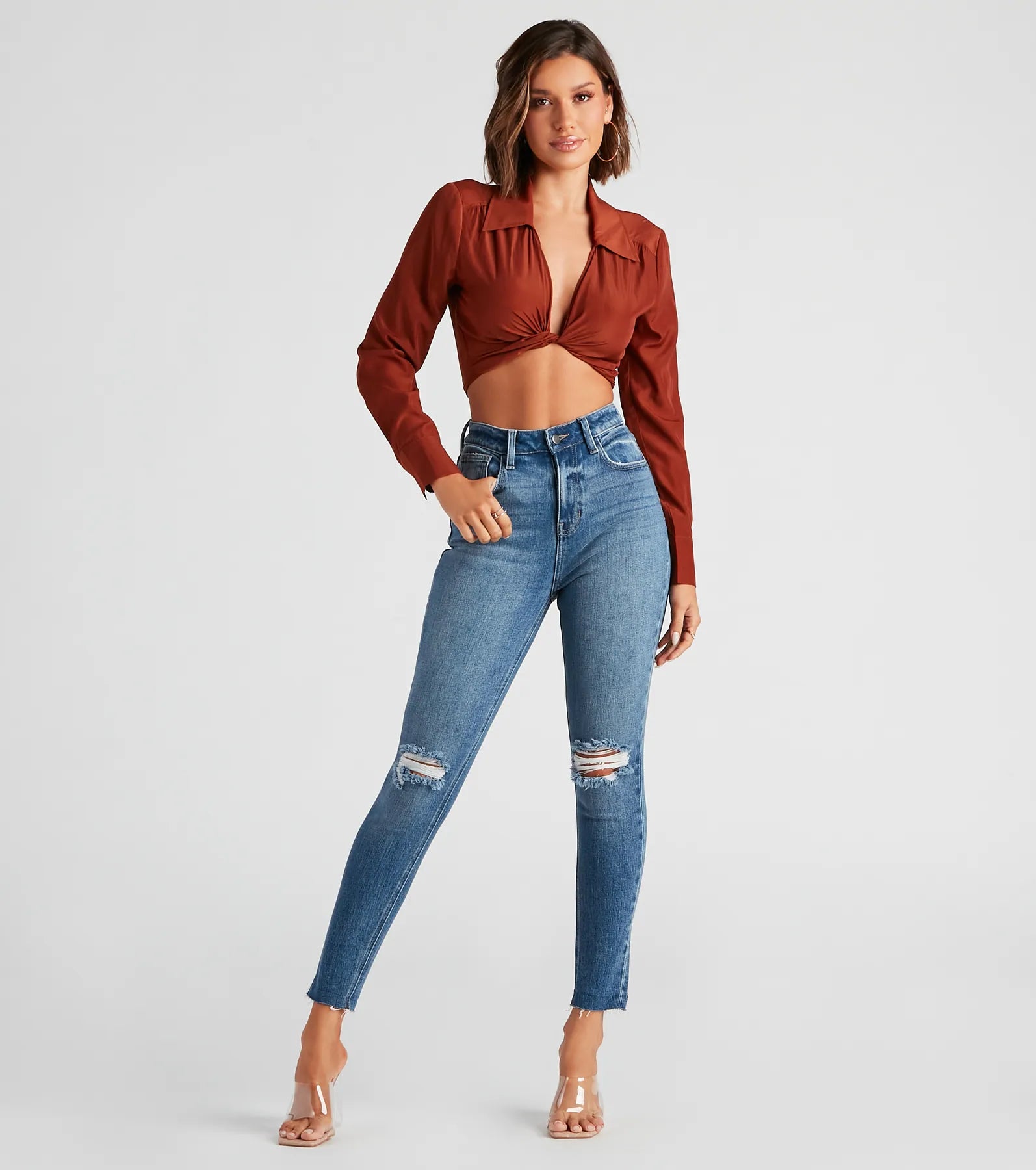 women's denim jeans with patchesTaylor High Rise Skinny Distressed Jeans By Windsor Denim