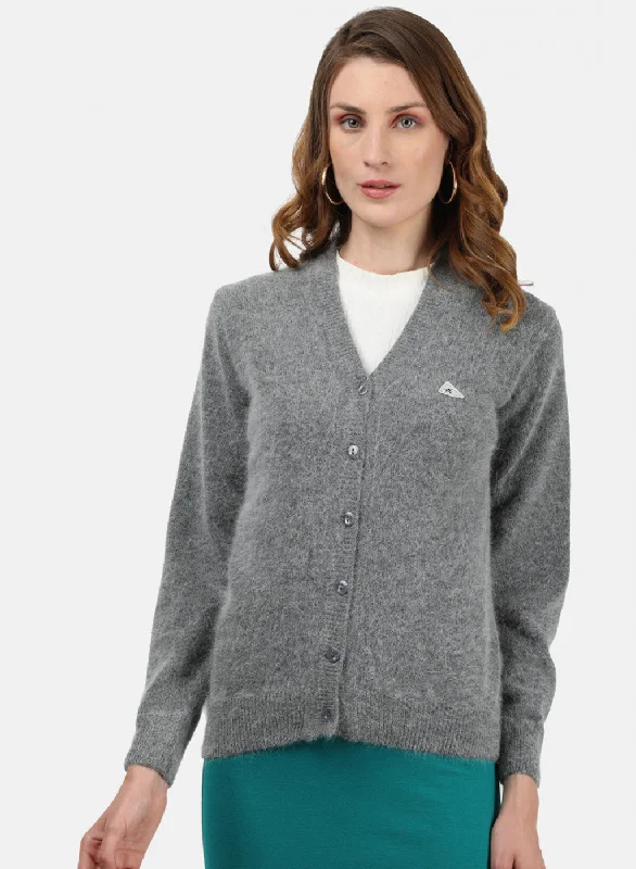 Cardigan Discounted Baby SweatersWomen Grey Solid Cardigan