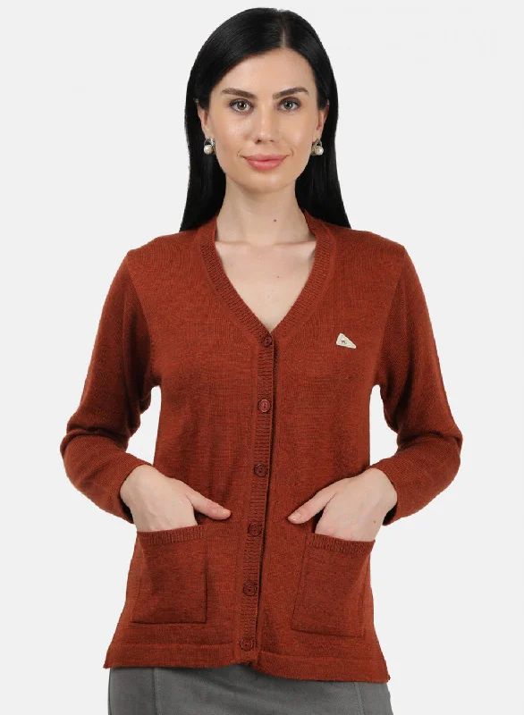 Affordable SweatersWomen Orange Solid Cardigan