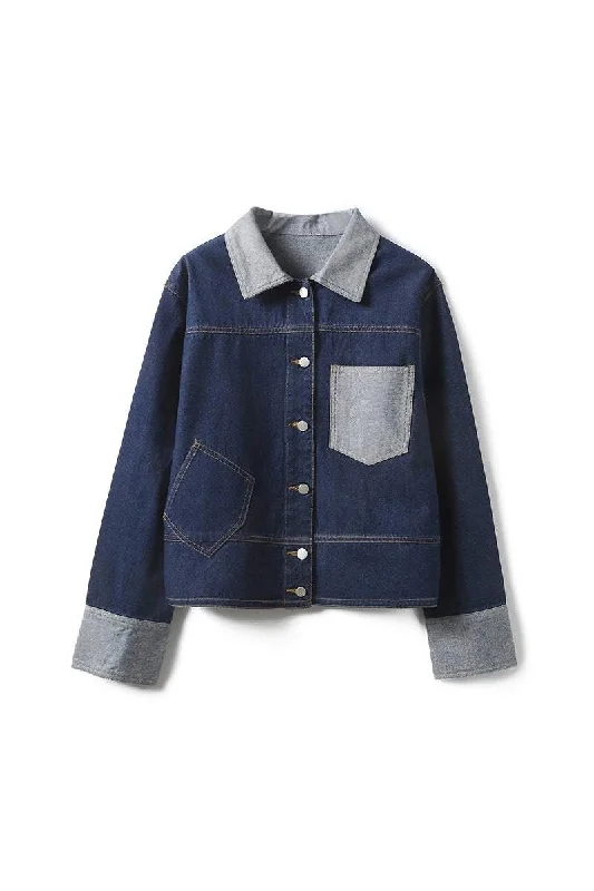 Stain color asymmetry unusual denim jacket