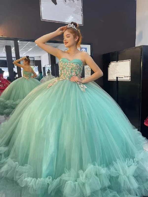 Long-Sleeve DressStrapless Tulle Ball Gown,Sweet 16 Dress,Princess Dress ,Y2459