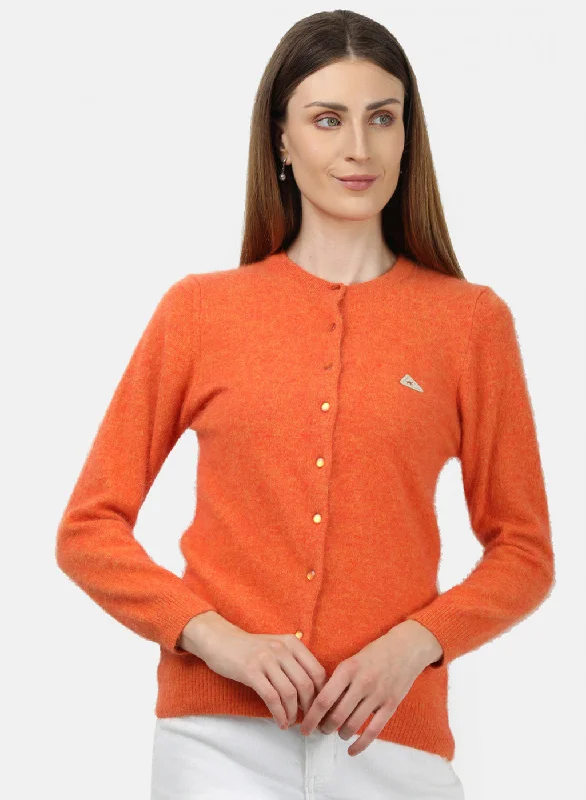 Chunky Men's SweatersWomen Orange Solid Cardigan