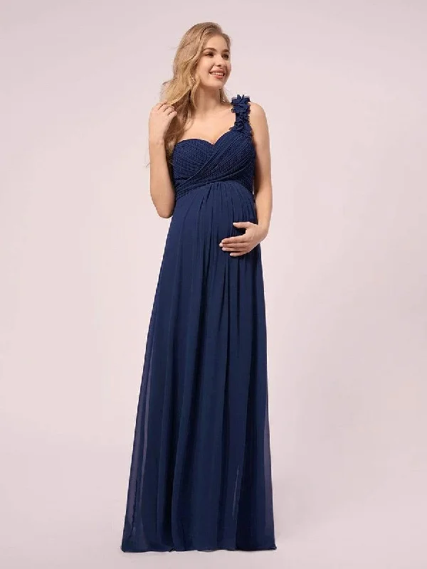 One Shoulder Chiffon Maternity Dresses