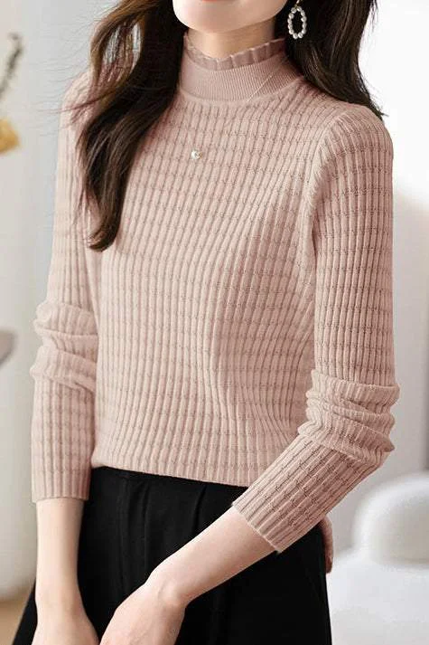 silk women's topsSlim long-sleeved knitted base layer shirt