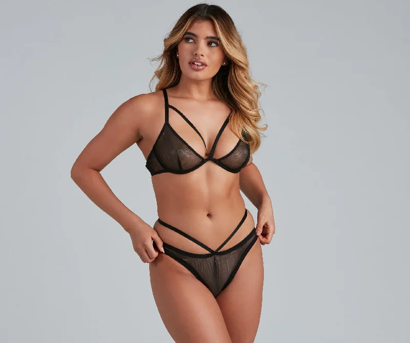 Support Underwire BrasShimmery And Sultry Caged Bra And Panty Set