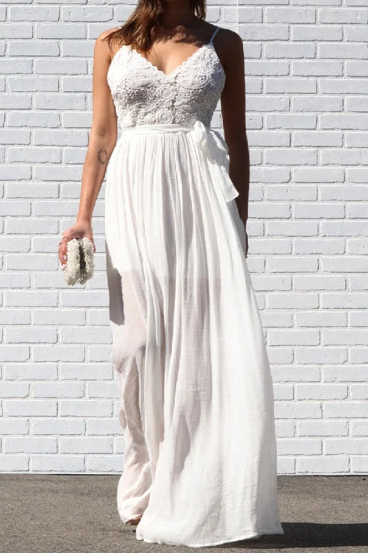 women's easy-to-wear dressesSwept Away Crotchet Lace Maxi Dress (White) FINAL SALE