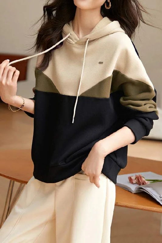 women's tops for mixing and matching with different bottomsDaily Casual Color Block Hoodie Sweatshirt