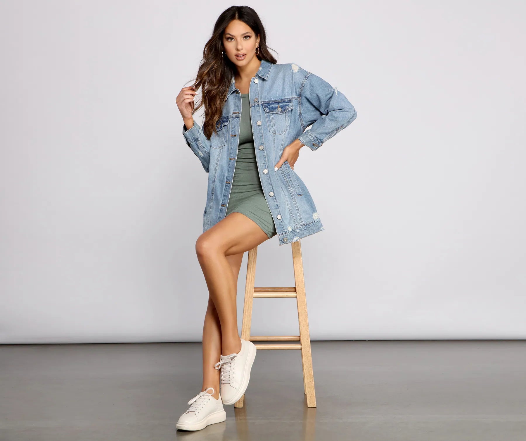 So Chic Long Denim Jacket