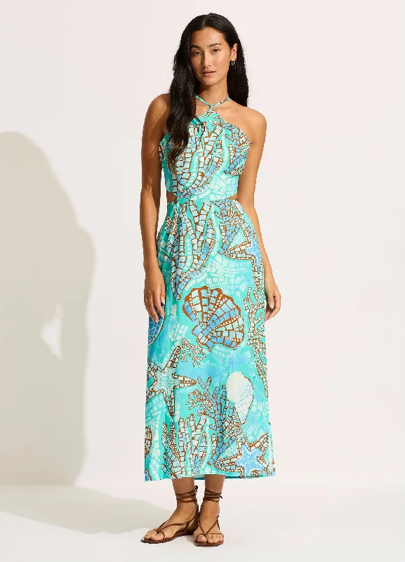 women's maxi dressesLa Mer Cut Out Maxi Dress - Aquatic Blue