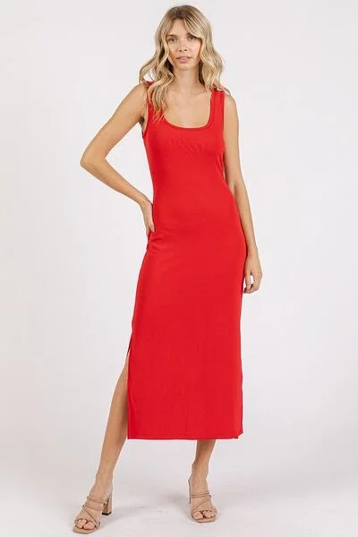 women's casual dressesMittoshop Side Slit Wide Strap Midi Tank Dress