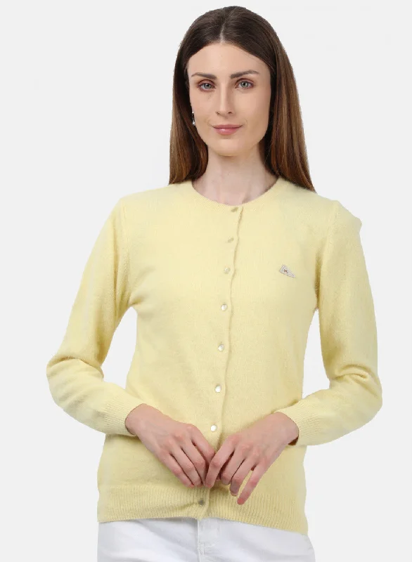 Comfortable Dressy SweatersWomen Yellow Solid Cardigan