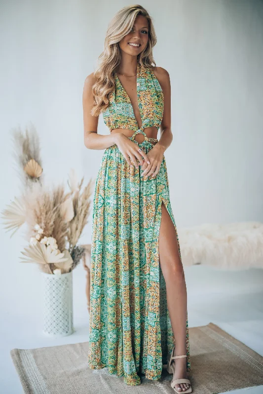 Long-Sleeve DressVirgin Islands Maxi Dress (Green) FINAL SALE