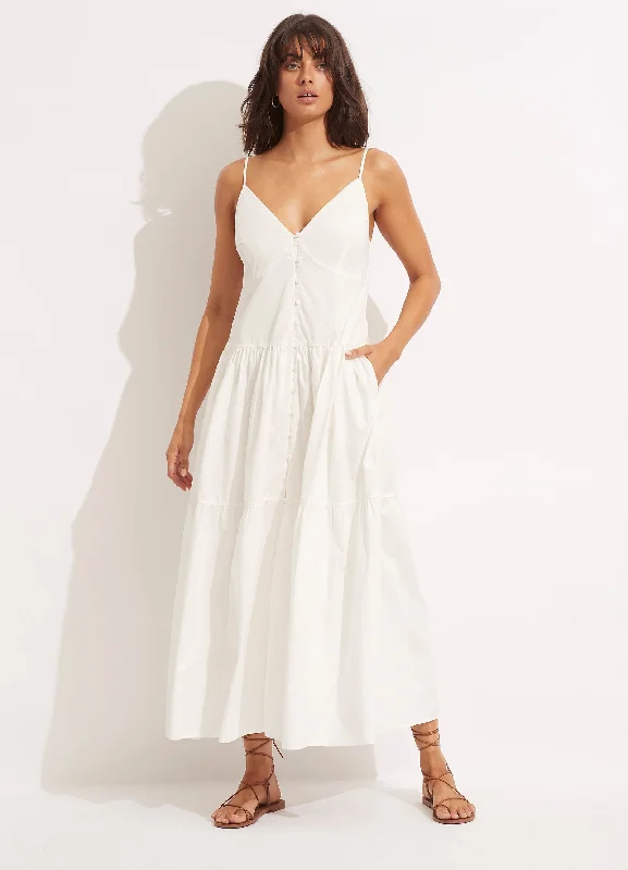 Maternity DressPoplin Maxi Dress - White