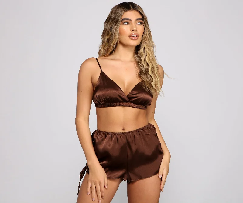 Exercise BrasSleek And Chic Satin Pajama Bralette