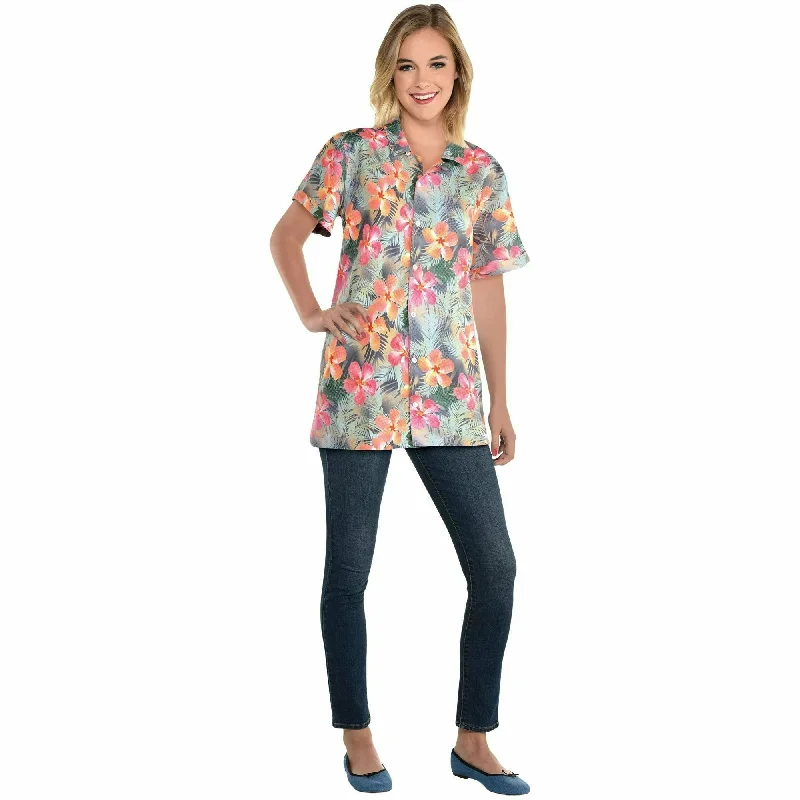 women's tops made from cottonFloral Hawaiian Shirt - Adults