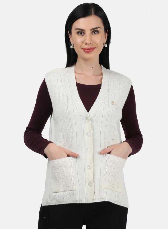 Wholesale SweatersWomen Off White Self Design Cardigan