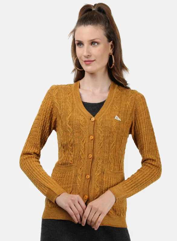 Cashmere Children's SweatersWomen Yellow Self Cardigan