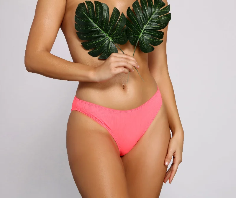 Basic Glam Ribbed Hipster Bikini Bottoms