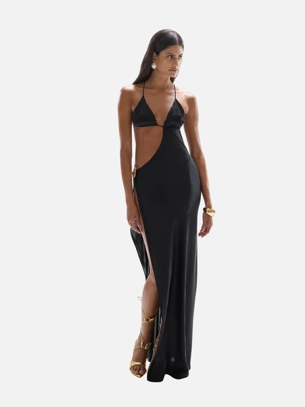 Scoop-Neck DressVilla Heart Maxi Dress - Black