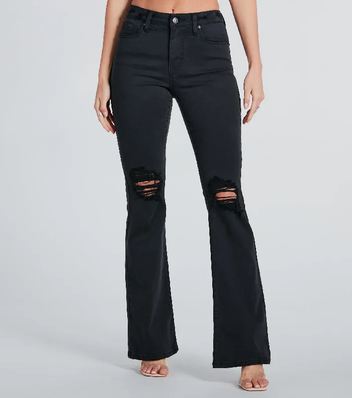 women's relaxed-fit denim jeansBri High-Rise Destructed Flared Jeans by Windsor Denim