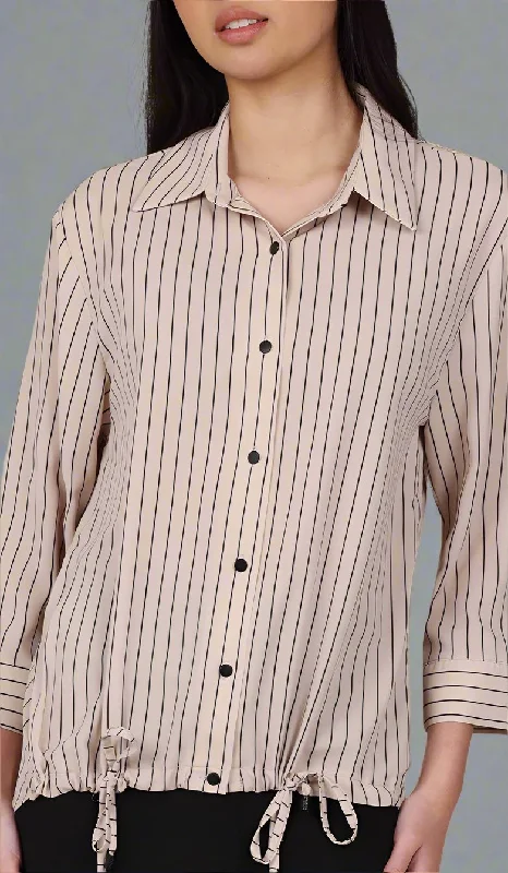 women's tops for those who love bold and vibrant colorsParvin Pinstripe Button-down Shirt - Mocha - Final Sale