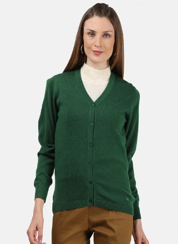 Dressy SweatersWomen Green Solid Cardigan