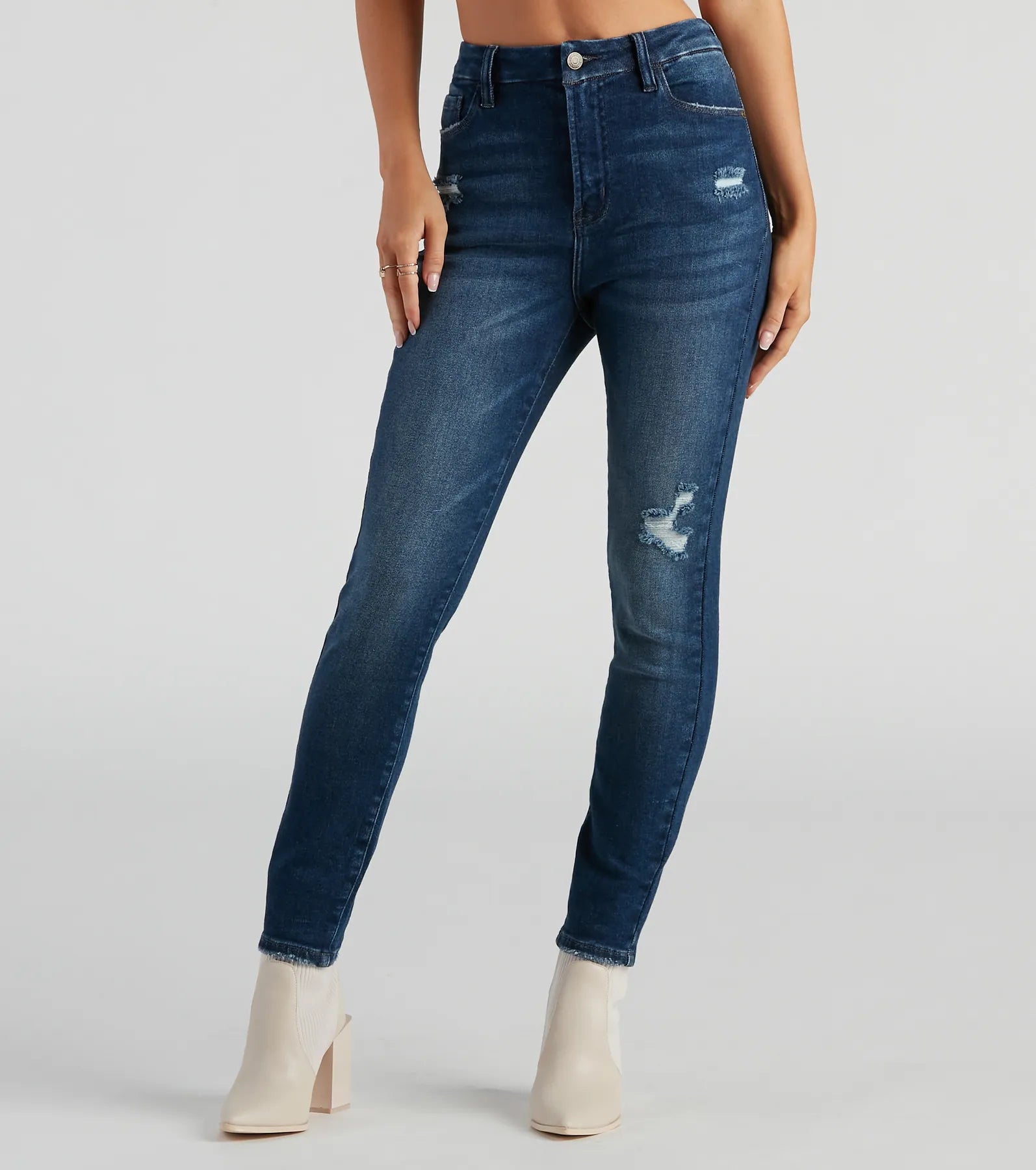 women's denim jeans for smart casualTaylor High-Rise Destructed Skinny Ankle Jeans by Windsor Denim