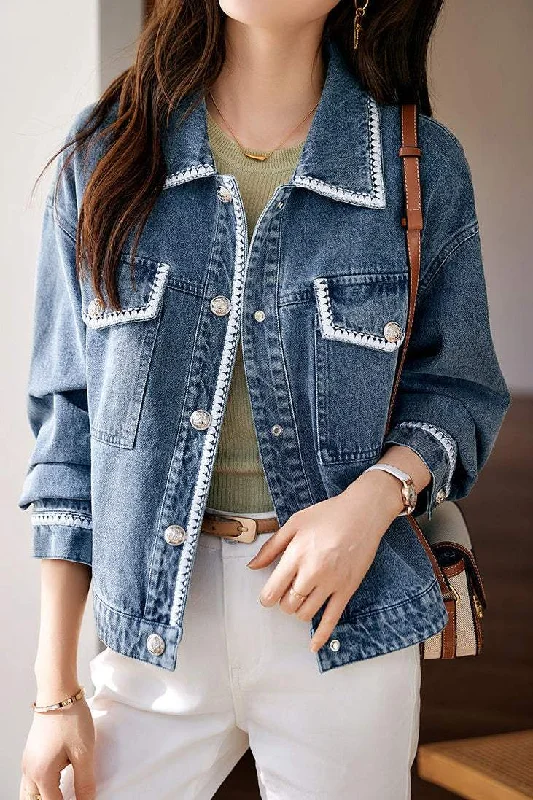 Casual Contrast Panel Denim Jacket