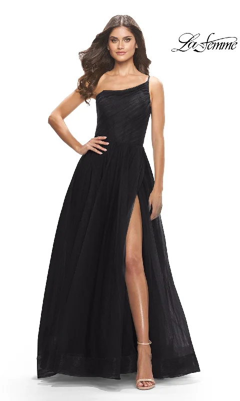 Casual Chic DressOne-Shoulder Sheer-Bodice Prom Ball Gown 31069