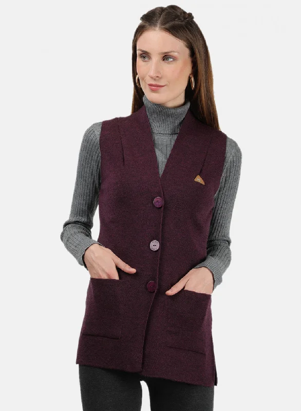 Cardigan Baby SweatersWomen Maroon Solid Cardigan