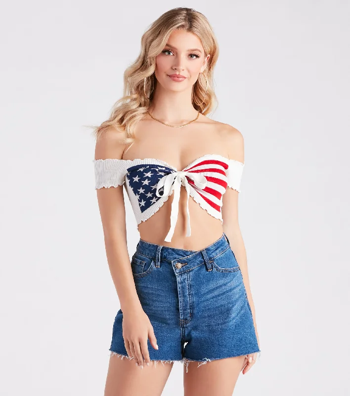 women's tops for those who want to add a pop of color to their outfitsMiss Americana Rib Knit Crop Top